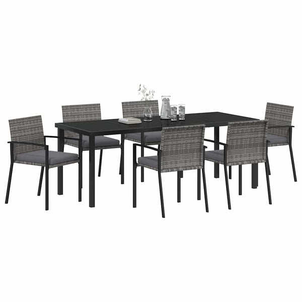 6-teilige Garten Essgruppe Grau