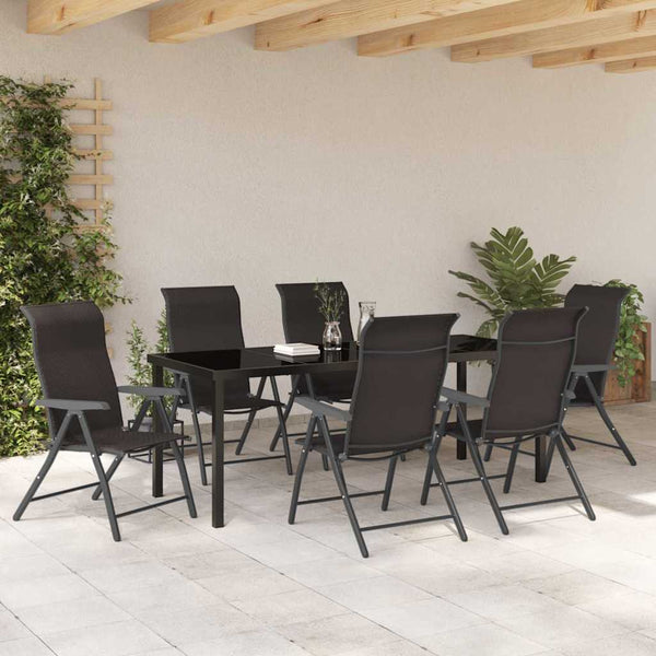 Garten Essgruppe 7-teilig, Schwarz