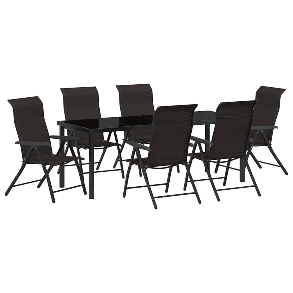vidaXL Salon de jardin 7 pcs Café Noir