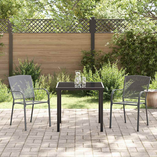 3-teilige Garten Essgruppe Anthrazit
