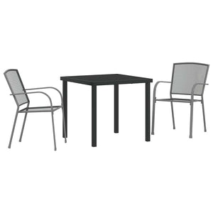 3-teilige Garten Essgruppe Anthrazit