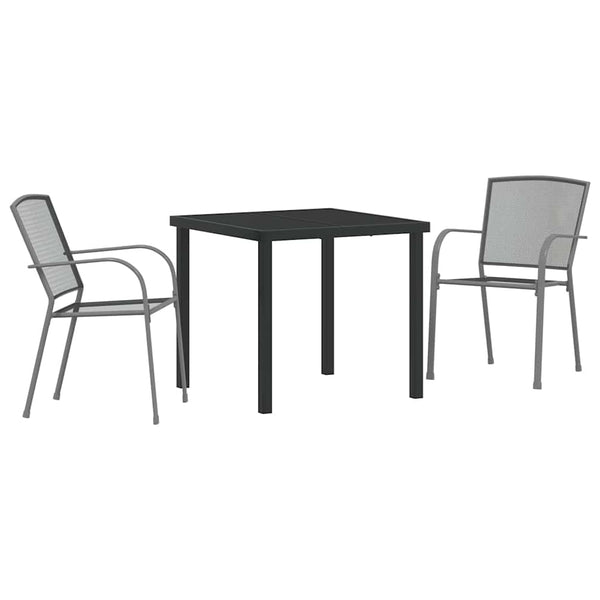 3-teilige Garten Essgruppe Anthrazit