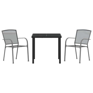 3-teilige Garten Essgruppe Anthrazit