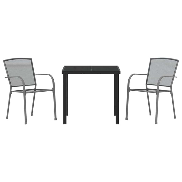 3-teilige Garten Essgruppe Anthrazit