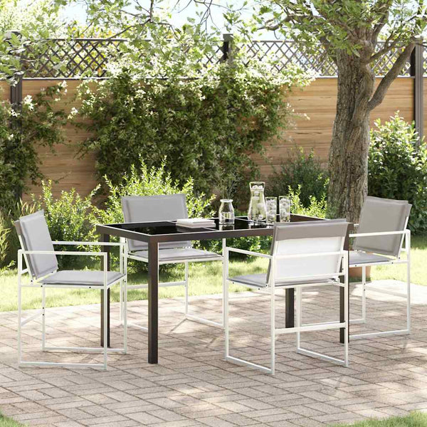 Garten Essgruppe 5-teilig, Weißer Stahl