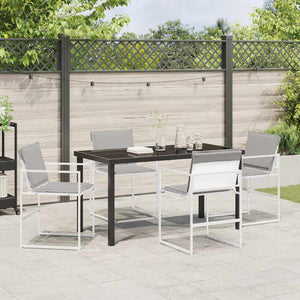 Garten Essgruppe 5-teilig, Weißer Stahl