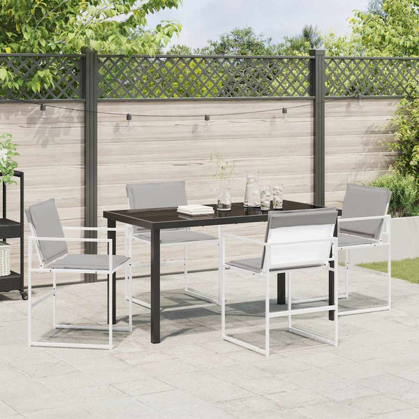 Garten Essgruppe 5-teilig, Weißer Stahl