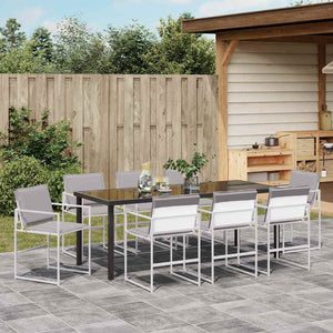 9-teilige Garten Essgruppe Weiß Stahl