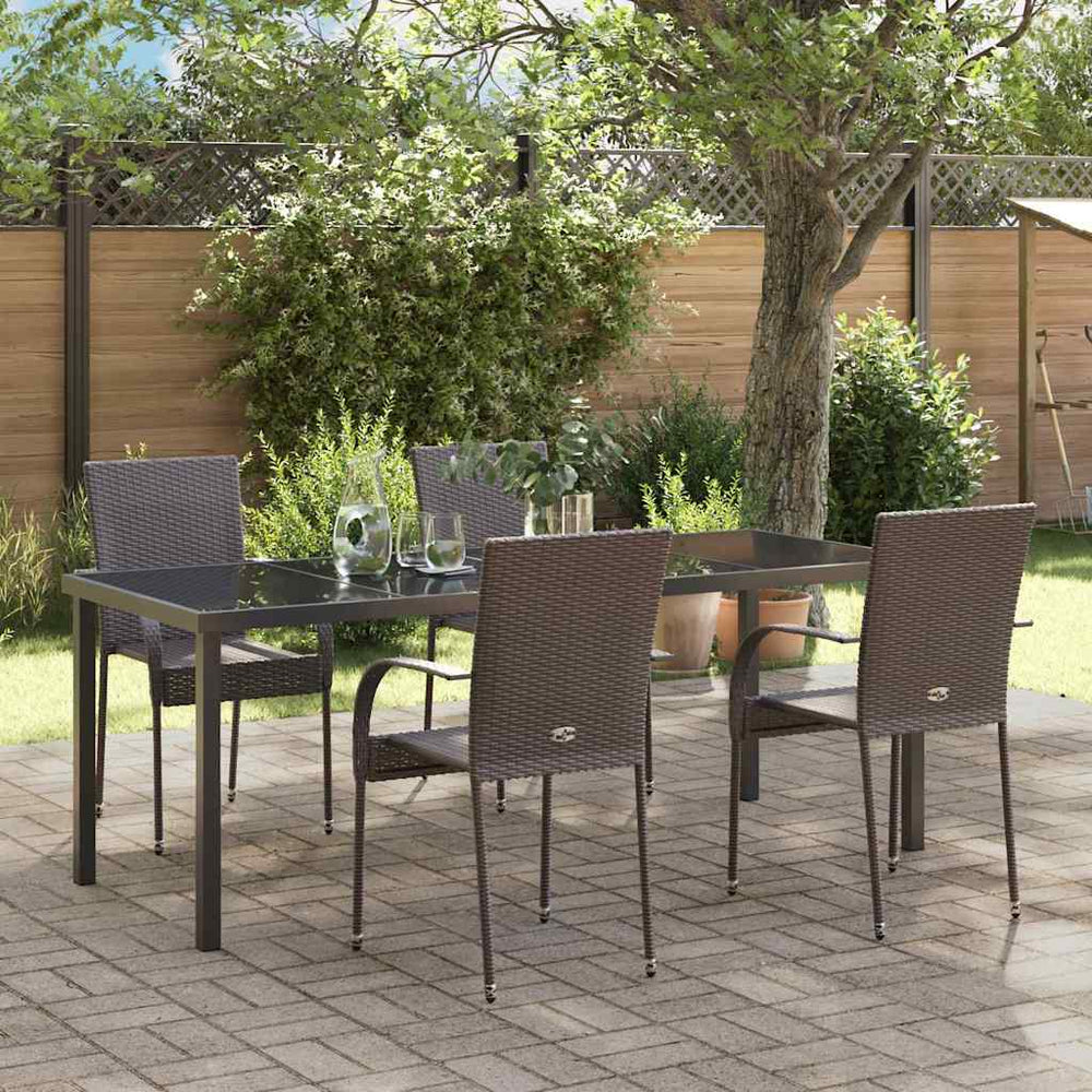 vidaXL Ensemble repas de jardin 5 pcs Acier enduit de poudre marron