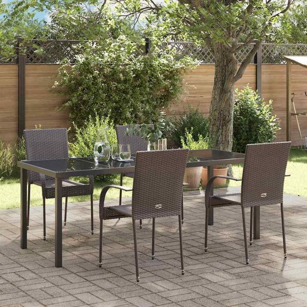 Garten Essgruppe 5-teilig Braun Stahl