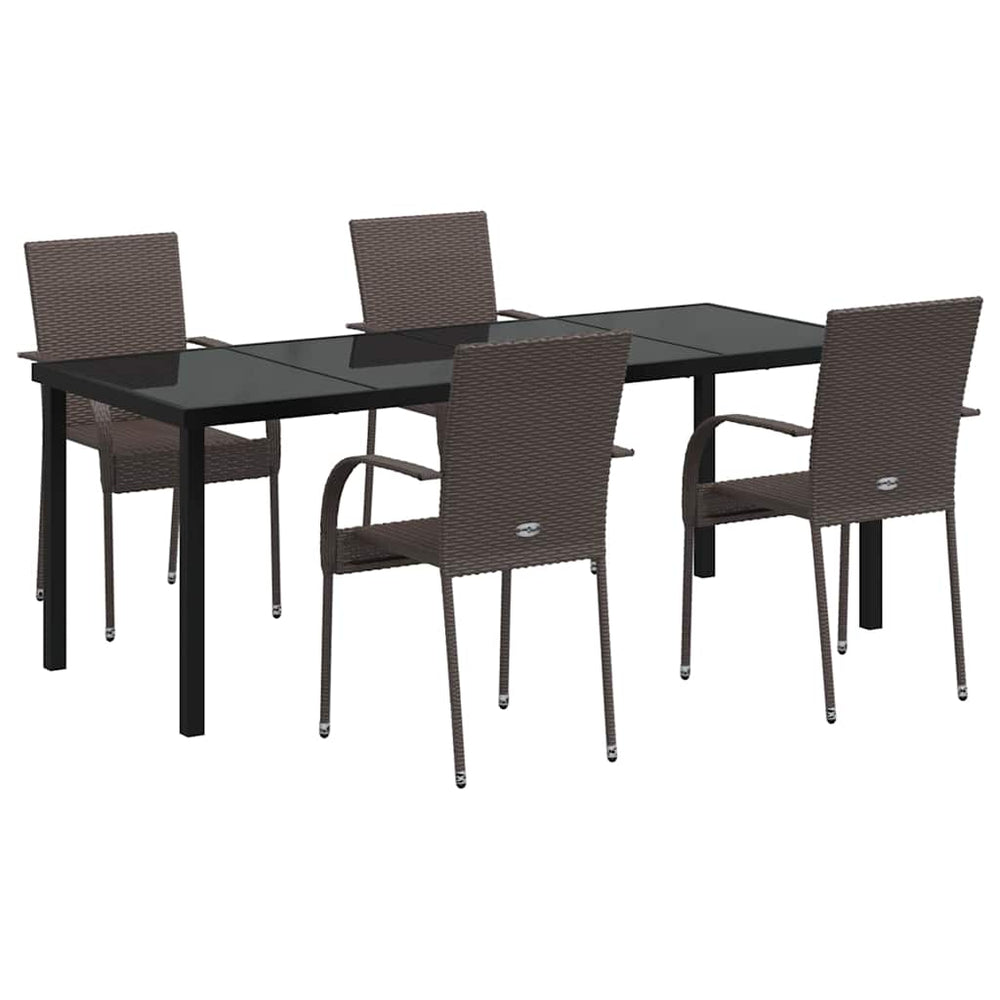 vidaXL Ensemble repas de jardin 5 pcs Acier enduit de poudre marron