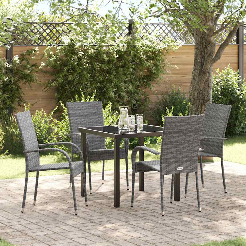 vidaXL Salon de jardin 5 pcs Acier enduit de poudre Gris
