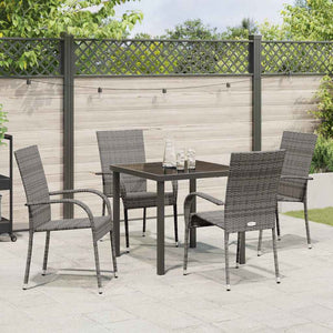 Garten Essgruppe 5-teilig Grau Stahl