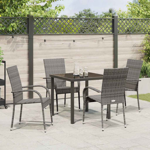 Garten Essgruppe 5-teilig Grau Stahl