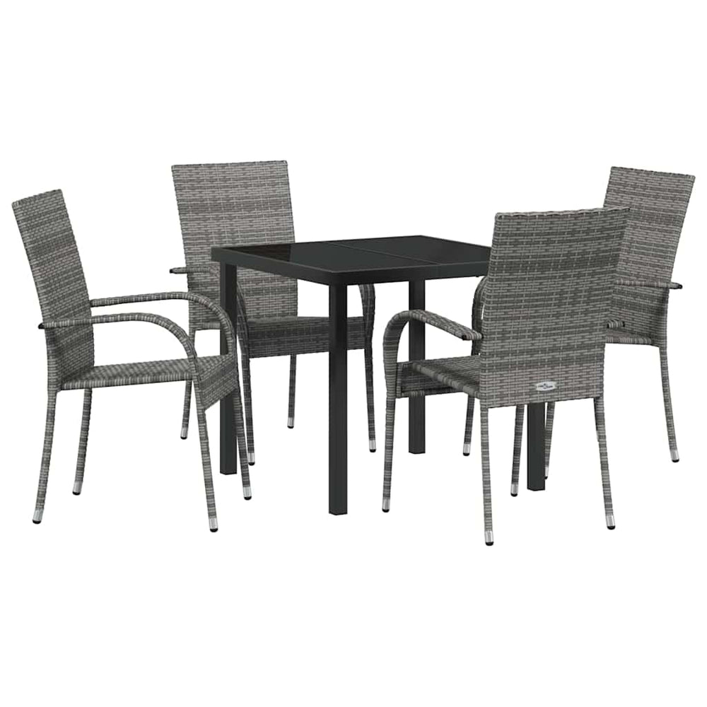 vidaXL Salon de jardin 5 pcs Acier enduit de poudre Gris