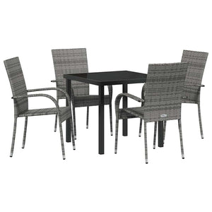Garten Essgruppe 5-teilig Grau Stahl