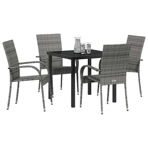 Garten Essgruppe 5-teilig Grau Stahl