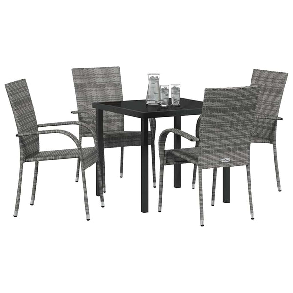 Garten Essgruppe 5-teilig Grau Stahl