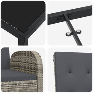 Garten Essgruppe Grau Poly-Rattan 5-teilig