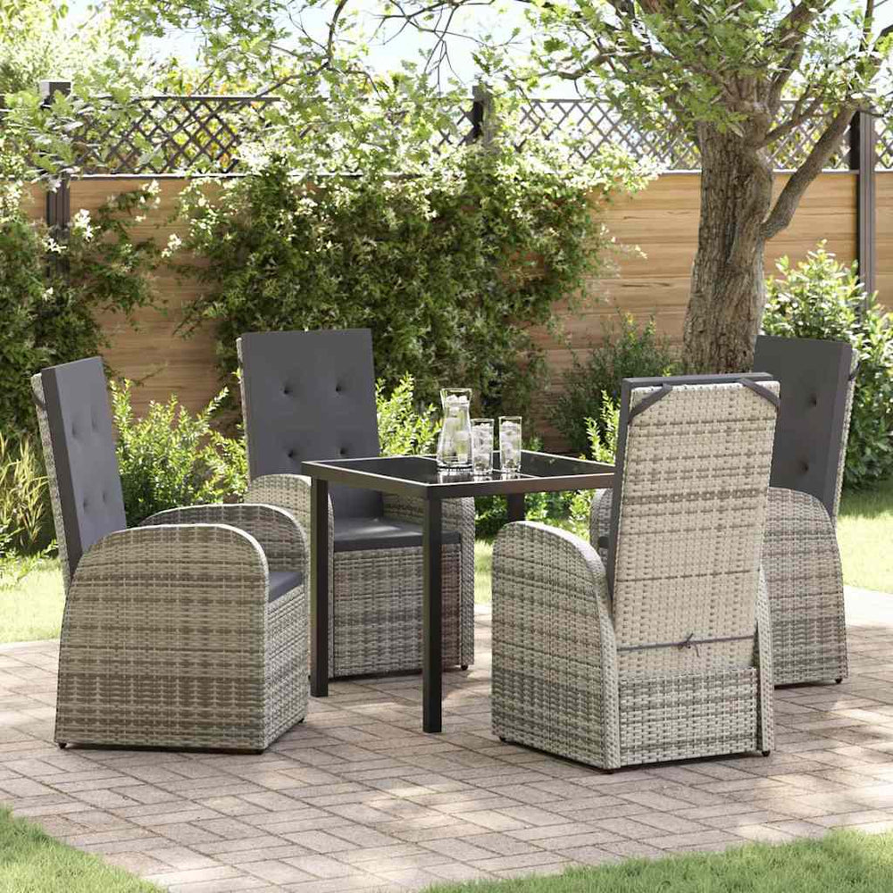 vidaXL Salon de jardin avec coussins 5 pcs Gris résine tressée