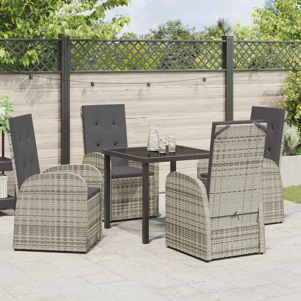 Garten Essgruppe Grau Poly-Rattan 5-teilig