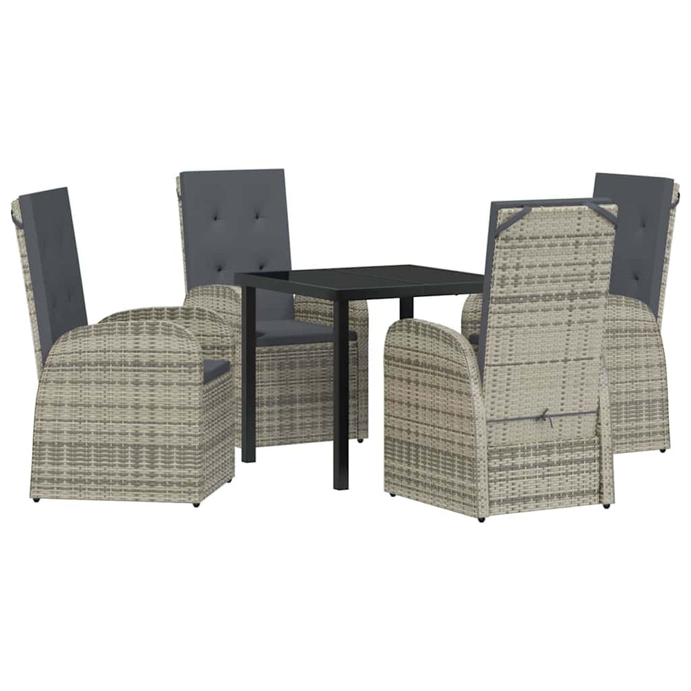 vidaXL Salon de jardin avec coussins 5 pcs Gris résine tressée