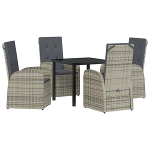 Garten Essgruppe Grau Poly-Rattan 5-teilig