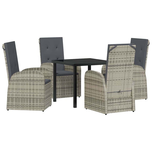 Garten Essgruppe Grau Poly-Rattan 5-teilig