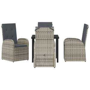 Garten Essgruppe Grau Poly-Rattan 5-teilig