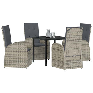 Garten Essgruppe Grau Poly-Rattan 5-teilig