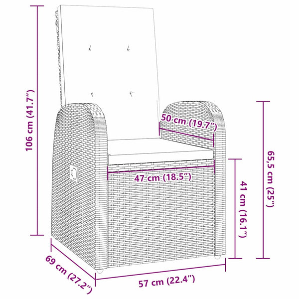 Garten Essgruppe Grau Poly-Rattan 5-teilig