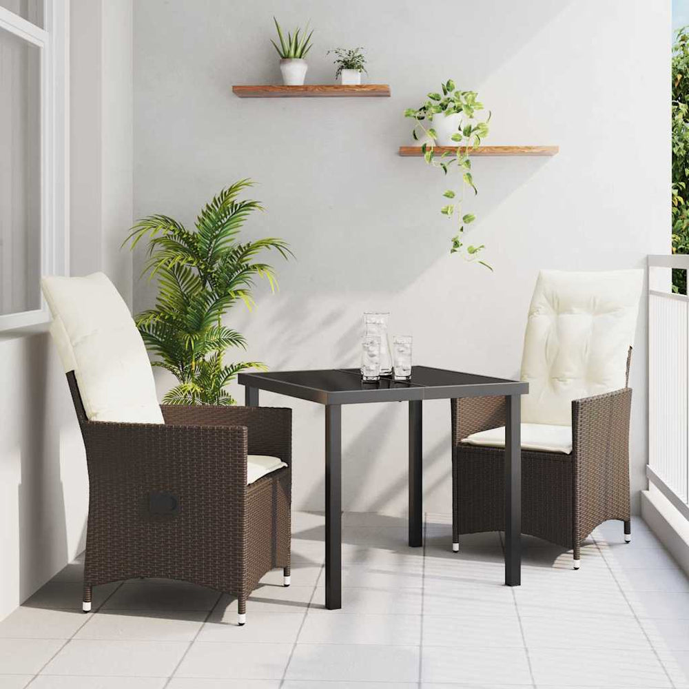 vidaXL Salon de jardin avec coussins 3 pcs Marron Résine tressée