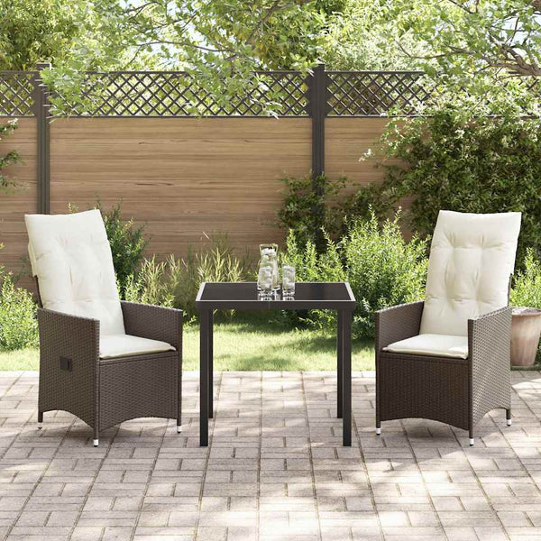 Garten Essgruppe Poly-Rattan Braun 3-teilig