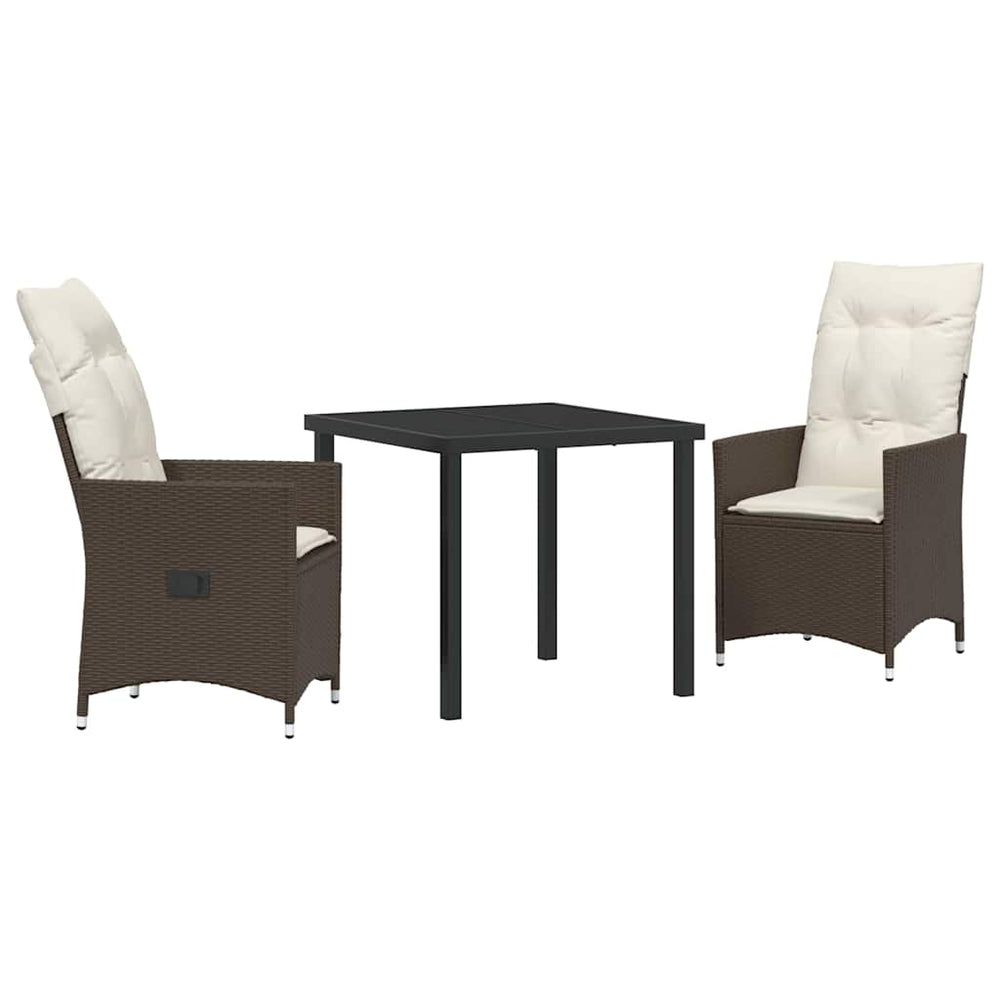 vidaXL Salon de jardin avec coussins 3 pcs Marron Résine tressée