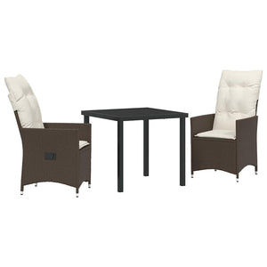Garten Essgruppe Poly-Rattan Braun 3-teilig
