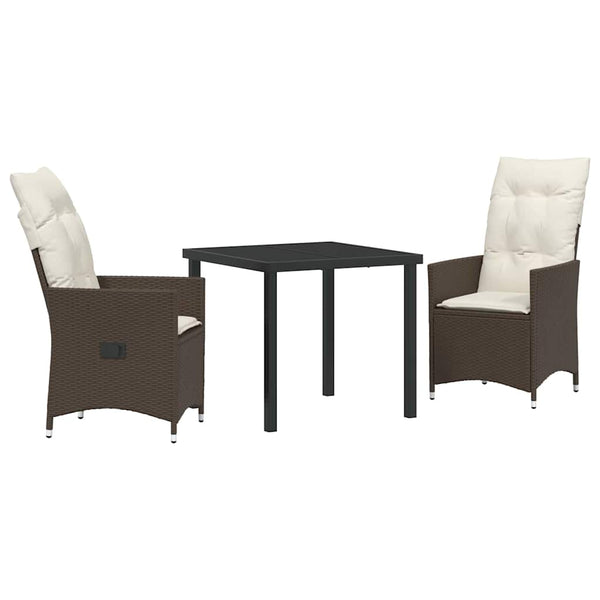 Garten Essgruppe Poly-Rattan Braun 3-teilig