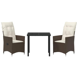 Garten Essgruppe Poly-Rattan Braun 3-teilig