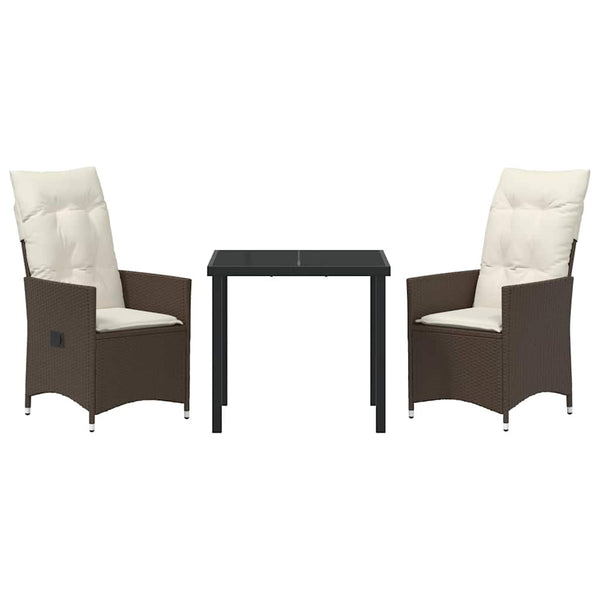 Garten Essgruppe Poly-Rattan Braun 3-teilig