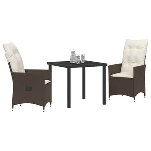 Garten Essgruppe Poly-Rattan Braun 3-teilig
