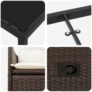 Garten Essgruppe Poly-Rattan Braun 7-teilig