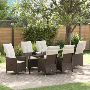 Garten Essgruppe Poly-Rattan Braun 7-teilig