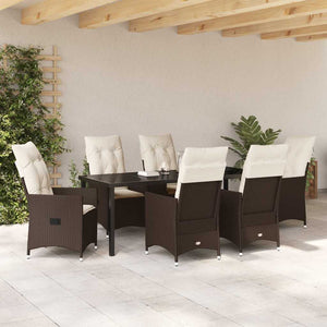 Garten Essgruppe Poly-Rattan Braun 7-teilig