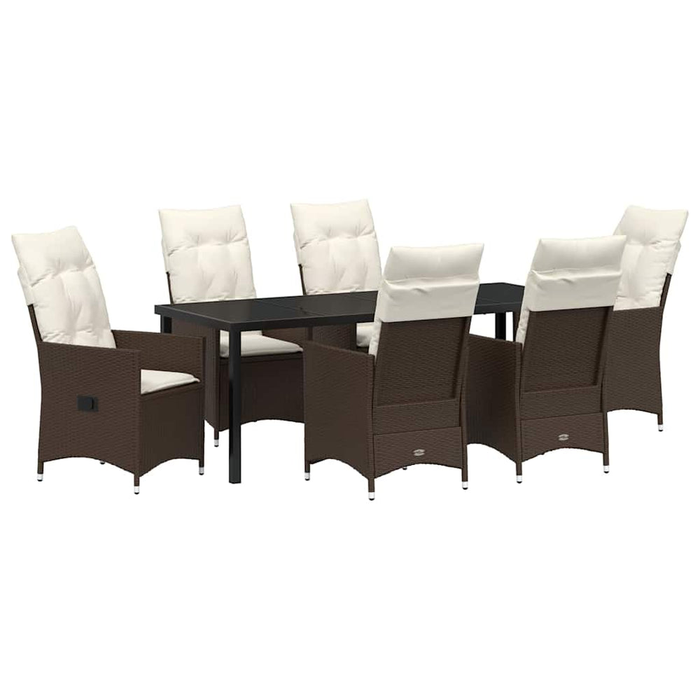 Garten Essgruppe Poly-Rattan Braun 7-teilig