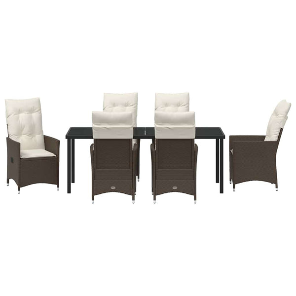 Garten Essgruppe Poly-Rattan Braun 7-teilig