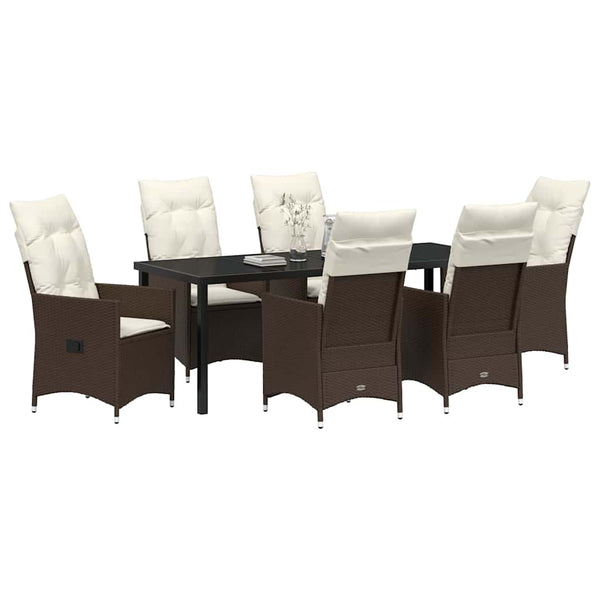 Garten Essgruppe Poly-Rattan Braun 7-teilig