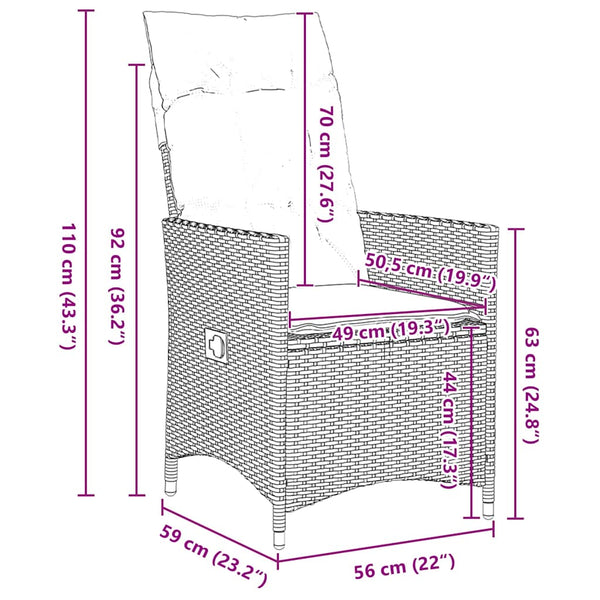 Garten Essgruppe Poly-Rattan Braun 7-teilig