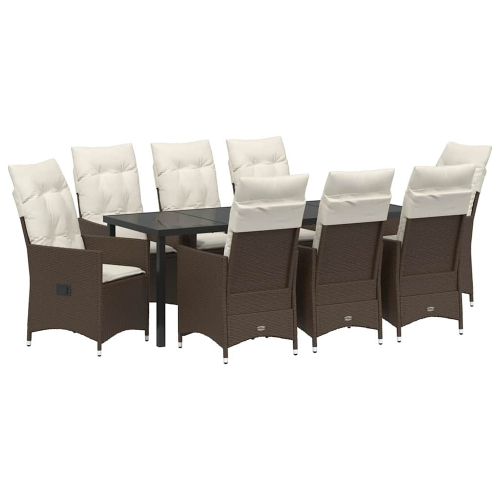 9-teilige Garten Essgruppe Braun Poly-Rattan
