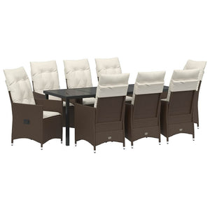 9-teilige Garten Essgruppe Braun Poly-Rattan