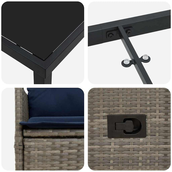 Gartenmöbel Set Grau PE-Rattan mit Kissen