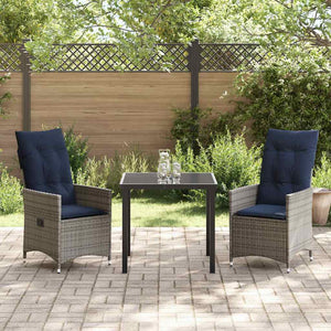 Gartenmöbel Set Grau PE-Rattan mit Kissen